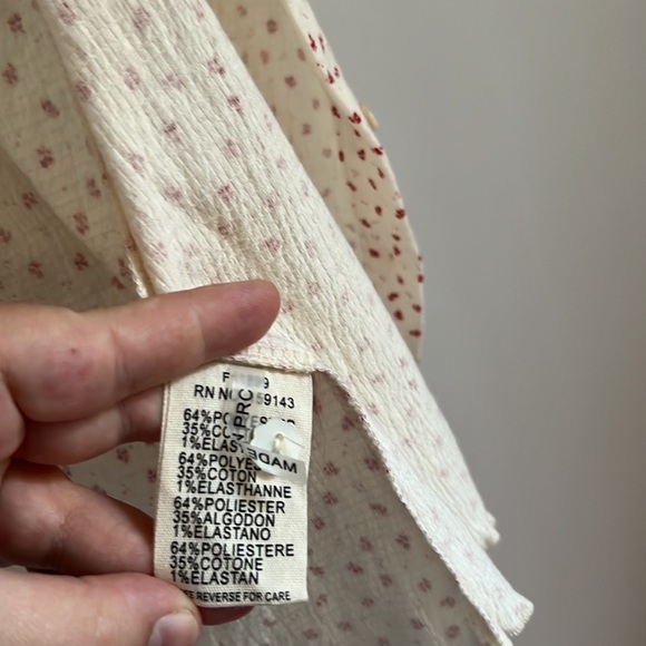 FRNCH Ornella Floral Ruffle Frill Trim Cream V Neck T Shirt S - Picture 13 of 15